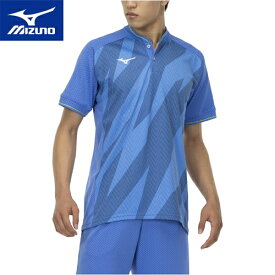 ミズノ MIZUNO メンズ レディース ソフトテニス ドライエアロフローゲームシャツ キープライト ソニックブルー 62JA2000 25