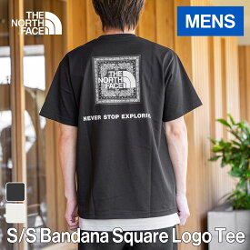 ザ・ノース・フェイス ノースフェイス メンズ 半袖Tシャツ ショートスリーブバンダナスクエアロゴティー S/S Bandana Square Logo Tee ブラック/ホワイト NT32446