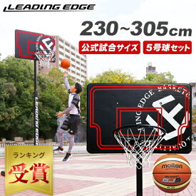 【ランキング受賞】 LEADING EDGE リーディングエッジ バスケットゴール ブラック LE-BS305B ＆ モルテン ジウジアーロラバーバスケットボール 5号球 BGR5MY 計2点セット