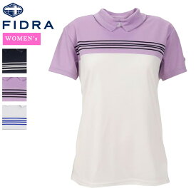 ゴルフウェア レディース シャツ FIDRA フィドラ FD5PUG08 ハイネック半袖ポロシャツ 吸汗速乾 消臭 シンプルデザイン