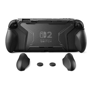 PlayVital BEYOND-GRIP Nintendo Switch 2�i2025�j�Ή� �������O���b�v�t��TPU�ی�P�[�X�J�o�[ �h�b�N�Ή� �e�w�O���b�v�L���b�v�t�� �ϏՌ� �l�ԍH�w�f�U�C���y�u���b�N�z