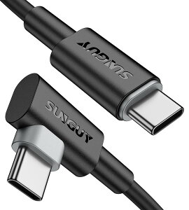 SUNGUY USB C-USB C�P�[�u�� 0.15m [2���g]�A���p90�x�^�C�vC-C 60W PD�}���[�d�Ή�iPhone 15/16�ASamsung Galaxy S23/S24�AMacBook Air/Pro�AiPad Pro 2020