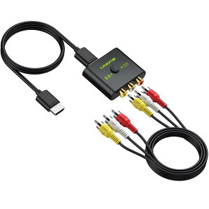 LiNKFOR RCA to HDMI�ϊ��R���o�[�^�[ 1080P�Ή� 16:9/4:3�ؑւł� ���^ �y�� AV to HDMI �ϊ��� PAL/NTSC�Ή� 3�F�[�q hdmi �ϊ��A�_�v�^ Wii/PS1/PS2/N64/DVD/VCR�ȂǂɑΉ� ���{��������t��