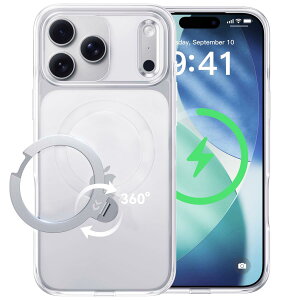 iPhone 17 Pro �P�[�X �N���A 6.3�C���`�p 360�x��]�X�^���h ���c���Ή� MagSafe�Ή� �ω��� �ϏՌ� �ČR�K�i �ő�25W�}���[�d�Ή� �X�g���b�v�z�[���t�� CASEKOO MagicStand Pro Kori