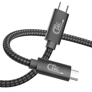 Thunderbolt 4 �Ή� USB4 �P�[�u�� 0.5m SLEIJAOOE [USB-IF�F�� / 240W / 40Gbps�f�[�^�]�� / 8K@60Hz�f���o�� / USB 3.2/3.1/3.0/2.0 ] �T���_�[�{���g 4�P�[�u�� ���ϋv�i�C���� �������]�� Mac Studio Macbook iPad mini Galaxy H