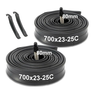 Hycline ���]�� �`���[�u 700Cx25-28C/32-35C/23-25C/28-32C/35-43C ���[�h�o�C�N �^�C�����イ�� 48mm/60mm/80mm �����o���u �N���X�o�C�N �C���i�[�`���[�u �܂肽���ݎ� �N�����`���[ 2�{�Z�b�g �^�C�����o