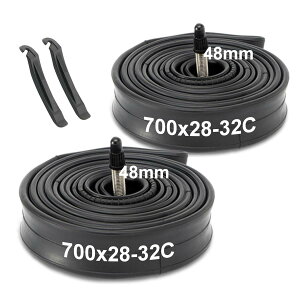 Hycline ���]�� �`���[�u 700Cx25-28C/32-35C/23-25C/28-32C/35-43C ���[�h�o�C�N �^�C�����イ�� 48mm/60mm/80mm �����o���u �N���X�o�C�N �C���i�[�`���[�u �܂肽���ݎ� �N�����`���[ 2�{�Z�b�g �^�C�����o