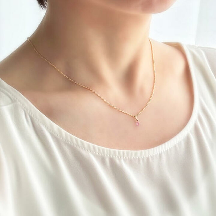 楽天市場】ピンクサファイア ドロップ・ミニ ネックレス K14GF 小豆 