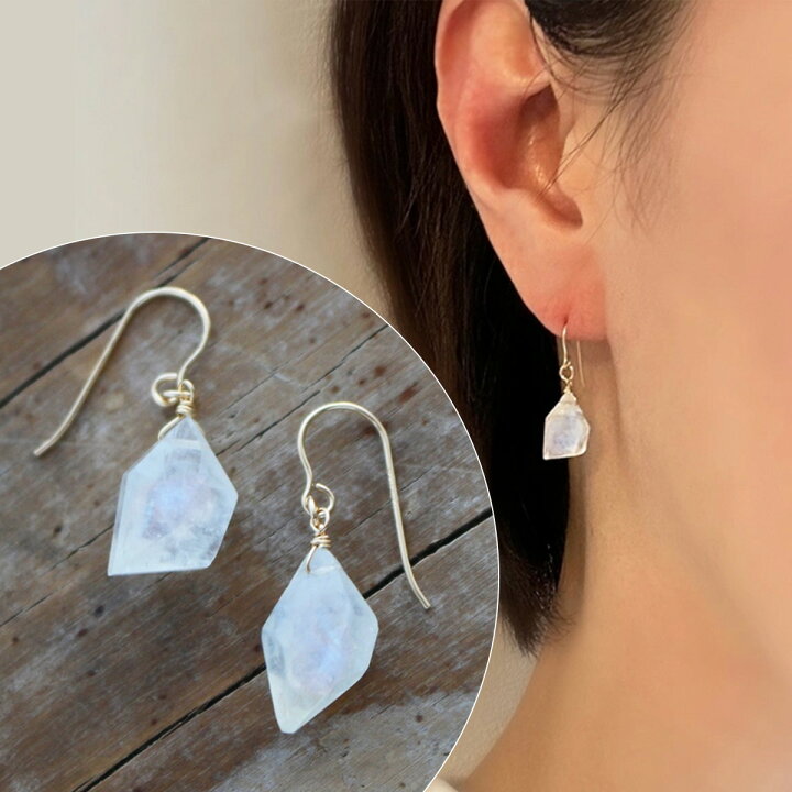 楽天市場】レインボームーンストーン スピンドルカット ピアス 天然石 