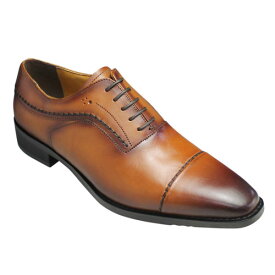 【MODELLO（モデーロ）】手縫いステッチを施した牛革ビジネスシューズ（ストレートチップ）・DM5018（ライトブラウン）・3E/メンズ 靴