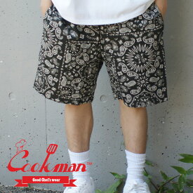 Cookman正規取扱店 【本物・正規品】 新品 クックマン Cookman Chef Short Pants シェフパンツ ショーツ ショートパンツ PAISLEY BLACK ペイズリー ブラック メンズ レディース