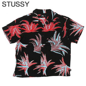 【本物・正規品】 新品 ステューシー STUSSY Cactus Rayon Shirt レーヨンシャツ 半袖シャツ BLACK ブラック 黒 メンズ