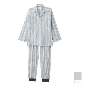 【フルオープン・ワンタッチテープ】紳士用 介護パジャマ 長袖 おむつ交換しやすい 入院・入所対応 シニア向け S〜LL