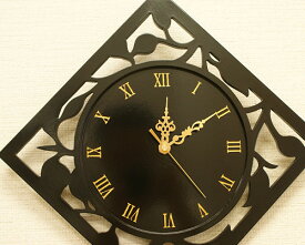 アジアン レリーフ 壁掛け時計 リーフA モダン 木製 おしゃれ 掛け時計 時計 セイコー アナログ バリ