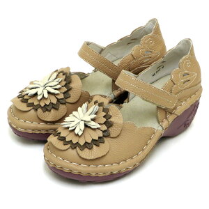 【送料無料】Estacion〜エスタシオン〜・立体フラワーモチーフ厚底本革サンダル【nk193】