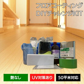 フロアコーティング ガラスコーティング剤 セルフ 床 ワックス 滑り止め 傷 防止 保護 ビアンコート B【 DIYチャレンジKiT 】 ツヤなし/UV対策あり【50平米/1L】 施工方法PC用動画DVD付 ビアンコジャパン 床用 フローリング 犬 滑らない DIY