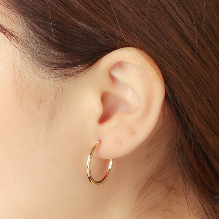 楽天市場】ピアス レディース K18 イエローゴールド 18k 18金 フープ