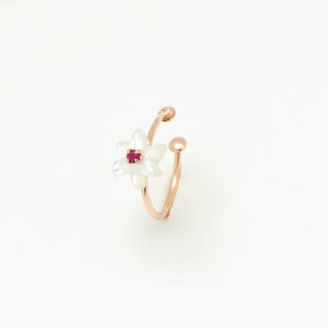 【 WEB限定 】 イヤーカフ レディース ルビー ユリ 7月誕生花 K10 ピンクゴールド 10k 10金 【 ESTELLE エステール 】 プレゼント 贈り物 ギフト 20代 30代 40代 50代 60代 ジュエリー