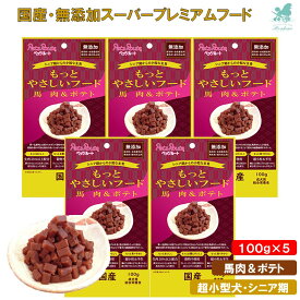 【5袋セット売り】 もっとやさしいフード 馬肉&ポテト 100g×5 ペッツルート 国産 国産プレミアムフード 無添加 犬ごはん 国産犬ごはん 国産ペットフード 国産プレミアムドックフード 国産ドックフード 半生ドックフード 半生プレミアムごはん シニア犬 高齢犬 小型犬