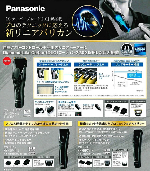 楽天市場】パナソニック プロリニアバリカン ER-GP82-K コードレス 