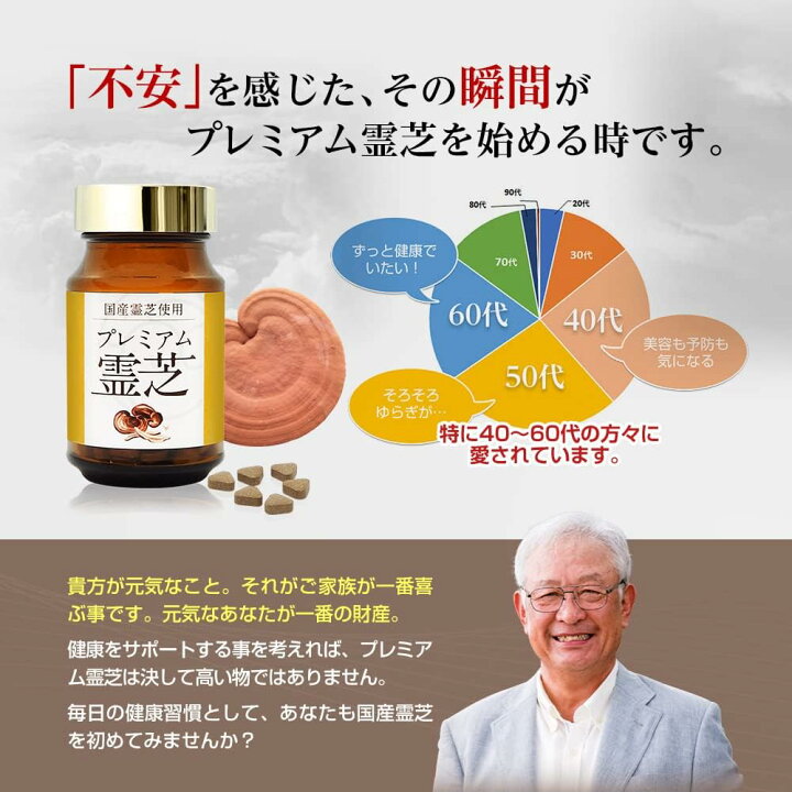 楽天市場】プレミアム 霊芝 180粒 (約1カ月分) 霊芝 赤芝 赤霊 れいし 