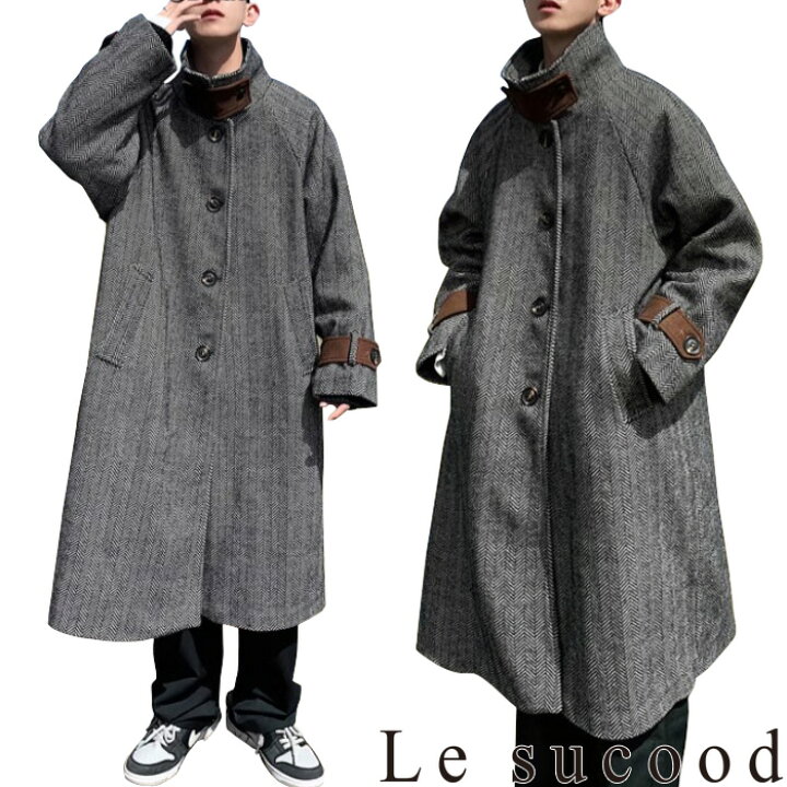 楽天市場】【Le sucood】メンズ ハイネックコート グレー ロングコート 