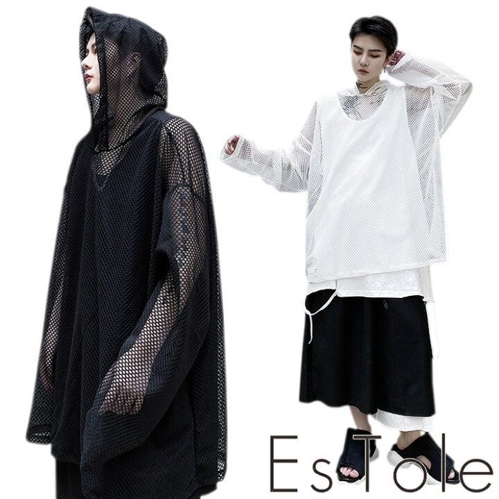 楽天市場】【送料無料】EsTole モノクロメッシュパーカー シースルー  