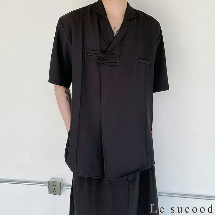 楽天市場】【Le sucood】 モード系半袖チャイナシャツ オーバーサイズ 