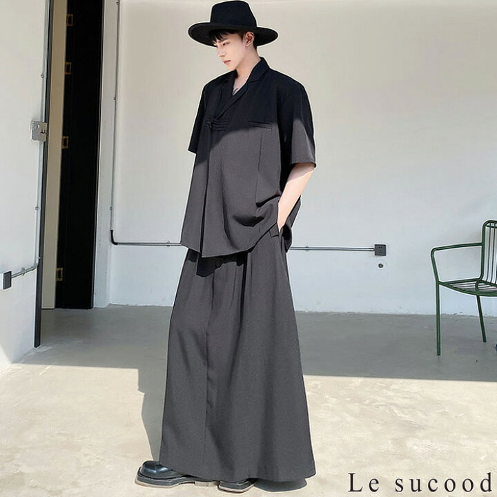 楽天市場】【Le sucood】 モード系半袖チャイナシャツ オーバーサイズ 
