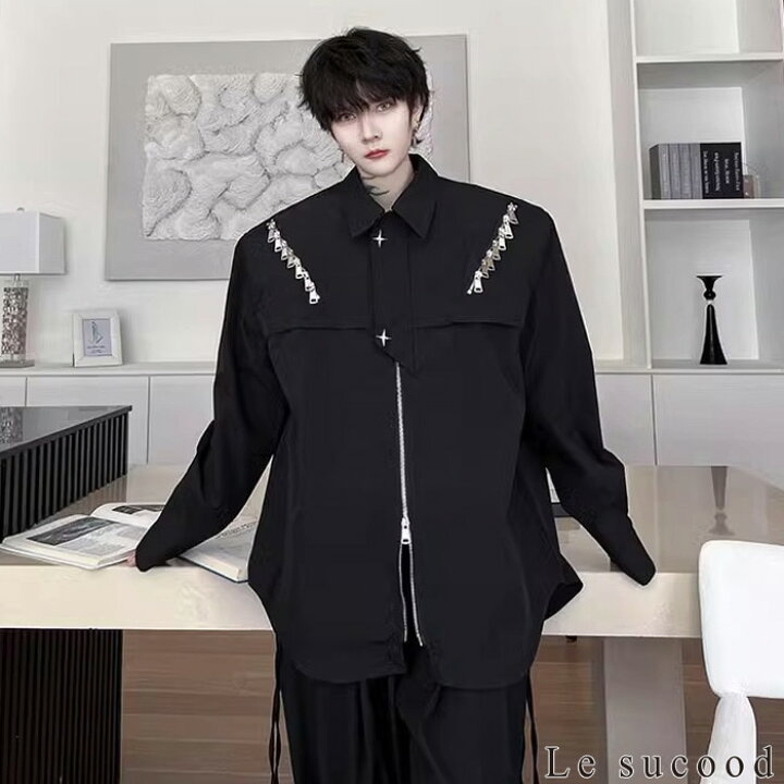 楽天市場】【Le sucood】 ジップデザイン長袖シャツ ジップシャツ 