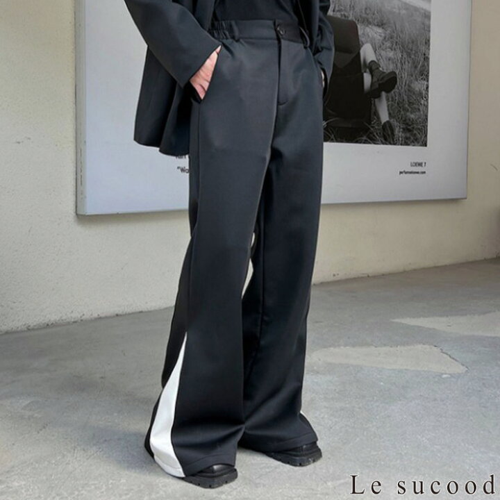 楽天市場】【Le sucood】 アシメコントラストフレアパンツ ワイド 