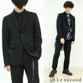 【Le sucood】黒無地 テーラードジャケット シンプル 秋冬 セットアップ モード系 スーツ ブラック メンズ ユニセックス オーバーサイズ フォーマル