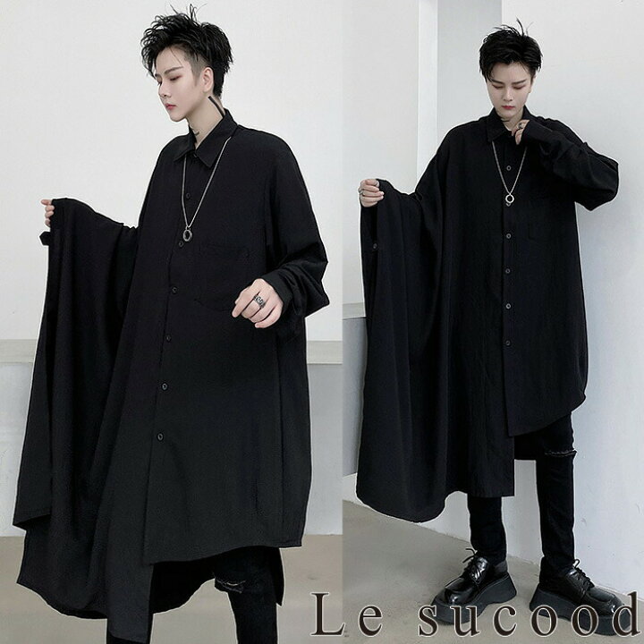 楽天市場】【Le sucood】ブラックアシメ変形ロングシャツ ロングシャツ 