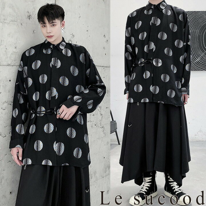 楽天市場】【Le sucood】 和風水玉プリントシャツ ドットシャツ フライ 