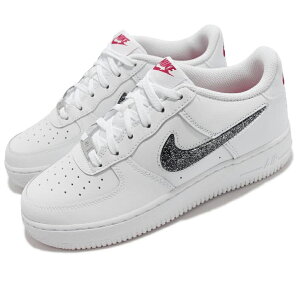 NIKE AIR FORCE 1 LV8 1 GS�i�C�L �G�A �t�H�[�X 1 LV8 GS����� White Metallic Silver 26-02 #70