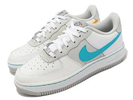 NIKE AIR FORCE 1 07 LV8 GSナイキ エアフォース1 07 LV8 GS白ターコイズ WHITE/TURQUOISE BLUE21-10-T#80 -J