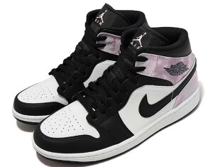 NIKE AIR JORDAN 1 MID SEiCL GA W[_ 1 ~bh SEsN Black/White/Amethyst Wave/Bleached Coral 22-06-S#100
