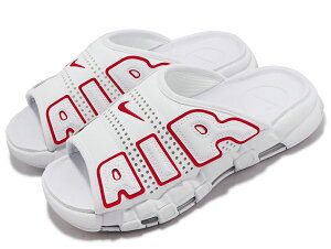 NIKE WMNS AIR MORE UPTEMPO SLIDEiCL EBY GA A Abve| XCh WHITE/RED