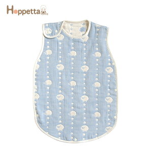 フィセル FICELLE ホッペッタ Hoppetta ふくふくガーゼ ( 6重ガーゼ ) スリーパー ベビーサイズ / スカイブルー ( ベビー 赤ちゃん 新生児 男の子 女の子 服 パジャマ ベスト 袖あり コットン 出産祝