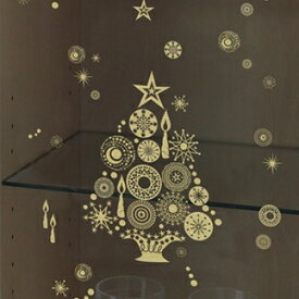 【ガラス専用ステッカー クリスマスツリー】インテリア ウォールステッカーパーティー キラキラ 壁飾り 金色 ハウスジーダ A4サイズクリスマスウォールステッカーツリー柄