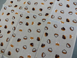 【手ぬぐい 豆栗豆柴】【捺染】【濱文様】秋柄てぬぐい 小紋 豆柴柄