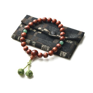 数珠 男性用 選べる 梵天房 高級 数珠入れ 付 13mm 梵天 念珠 天然素材 天然木 天然石 送料無料 juzu05