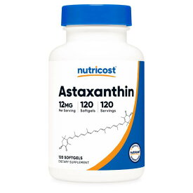 【Nutricost公式】 アスタキサンチン 12mg 120 粒 - ソフトカプセル 非遺伝子組み換え グルテンフリーニュートリコスト Astaxanthin