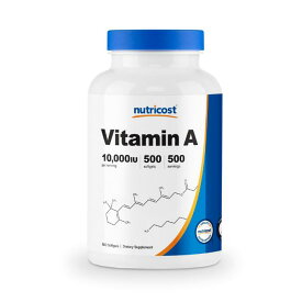 【Nutricost】 ビタミンA 10000 IU 500ソフトカプセル 非GMO グルテンフリー Vitamin A