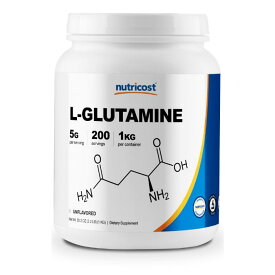 【Nutricost】 グルタミン 1kg L-グルタミンパウダー ノンフレーバー味 非GMO グルテンフリー グルタミン酸 パウダー L-Glutamine Powder