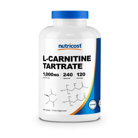 【Nutricost】 L-カルニチン 1000mg 240カプセル 非GMO グルテンフリー L-Carnitine Tartrate