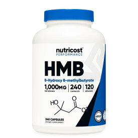 【Nutricost】 HMB 500mg 240 カプセル 非GMO グルテンフリー カルシウム β-ヒドロキシ β-メチルブチレート 一水和物
