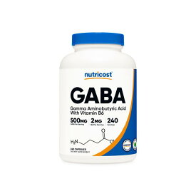 【Nutricost公式】 ギャバ GABA(γ-アミノ酪酸) + ビタミンB6 500 mg 240粒 - ニュートリコスト カプセル 非遺伝子組み換え グルテンフリー シャキッと すっきり