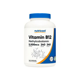 【Nutricost公式】 ビタミンB12 5,000μg 240粒 （メチルコバラミン）- カプセル ニュートリコスト 非遺伝子組み換え グルテンフリー サプリメント