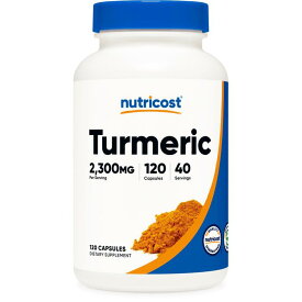【Nutricost公式】 ターメリック クルクミン（バイオペリンと95％のクルクミノイド含有）2300 mg 120粒 - カプセル ベジカプセル 1カプセルあたり767mg 40回分 グルテンフリー 非遺伝子組み換え ニュートリコスト